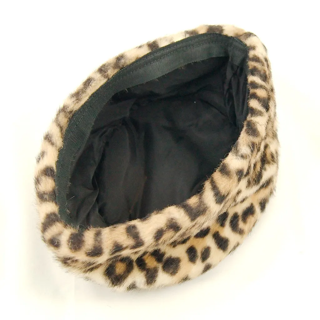 1950s Faux Leopard Pillbox Hat