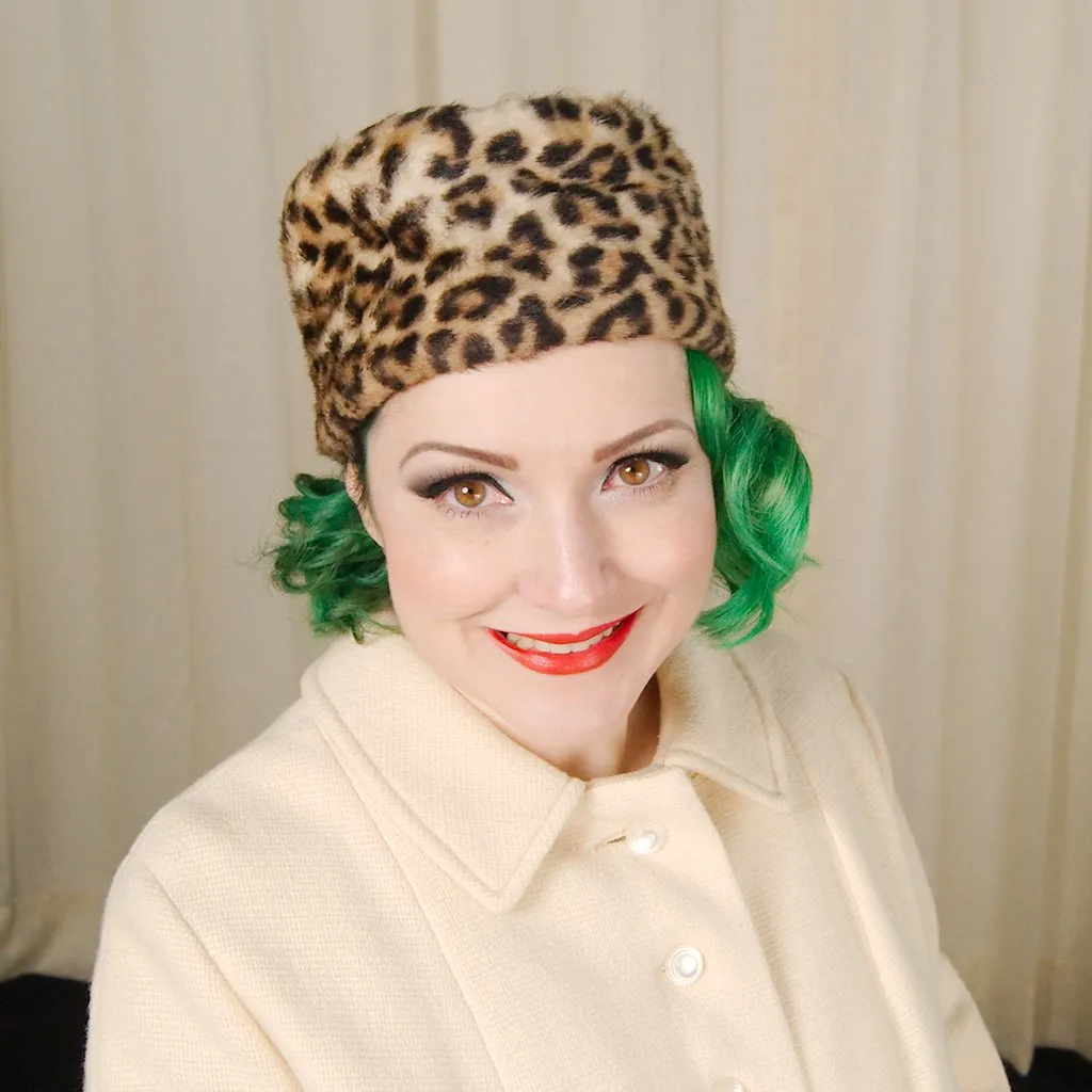 1950s Faux Leopard Pillbox Hat