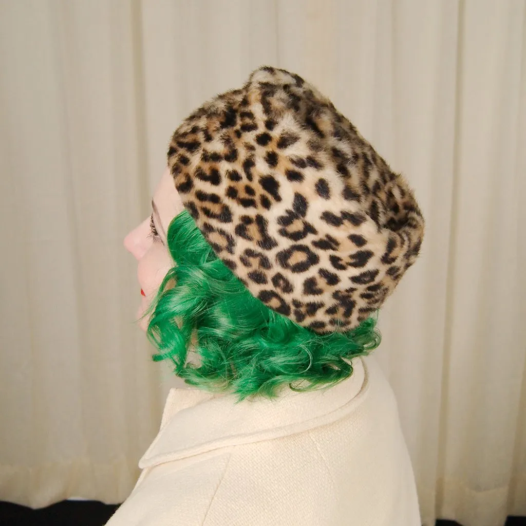 1950s Faux Leopard Pillbox Hat