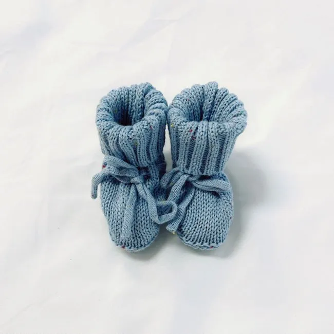 Adored Knit Booties in Blueberry