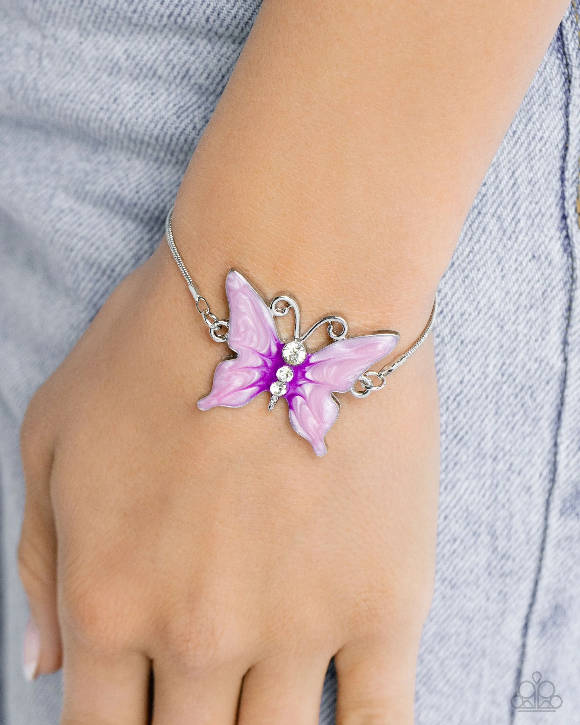 Aerial Adornment Purple Butterfly Bracelet - Paparazzi Accessories