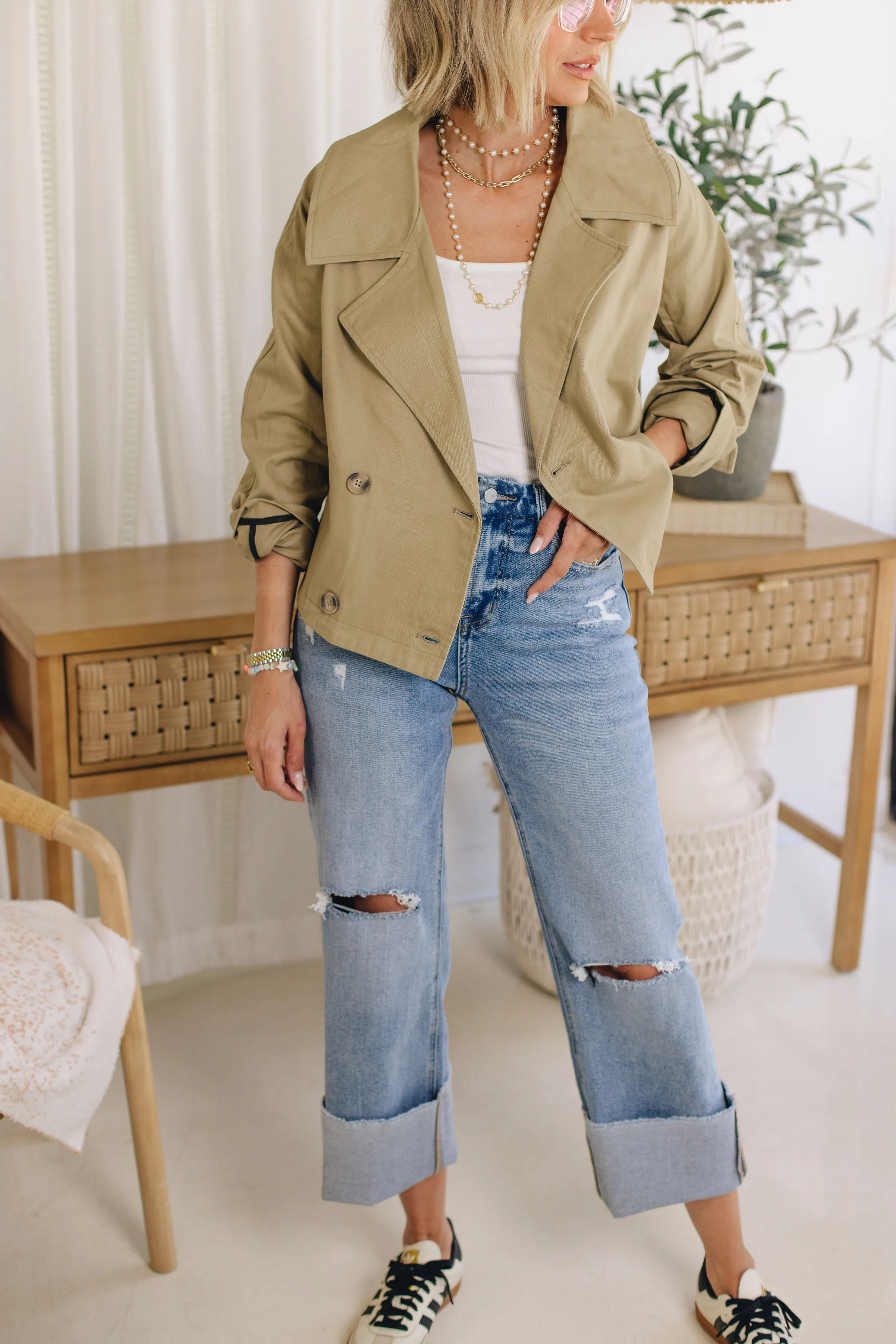 Annie Cropped Trench Jacket (S-L)