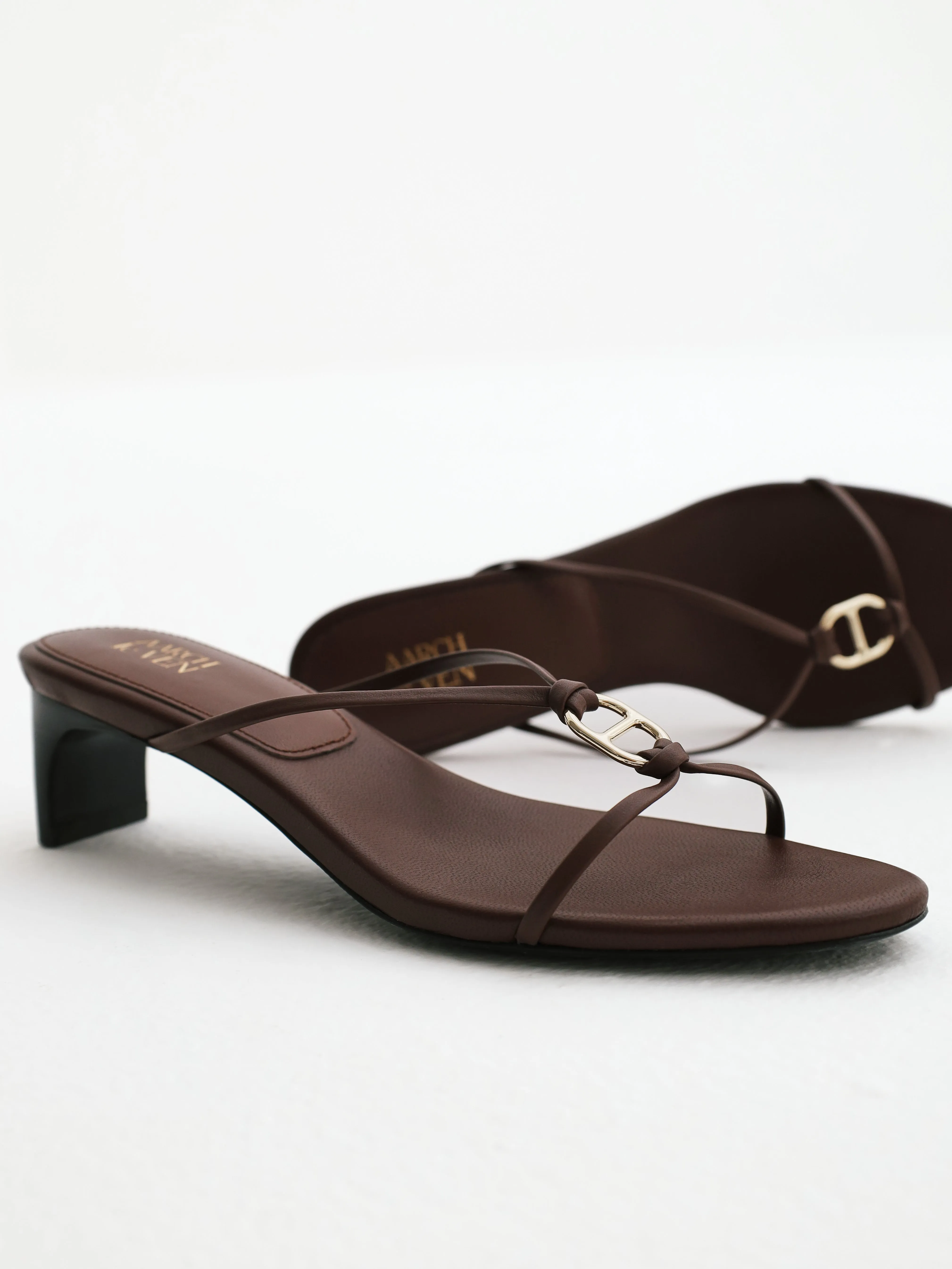 Arianna Heritage Strappy Leather Sandals | Sienna Brown