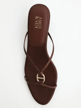 Arianna Heritage Strappy Leather Sandals | Sienna Brown