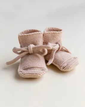 Baby Booties With Lace - Apricot