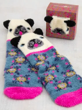 Boxed Cozy Critter Socks - Cream Dog