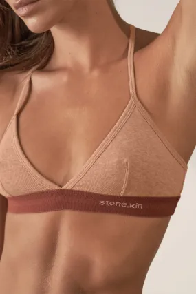 Bralette in Organic Cotton Rib - Nude & Rust