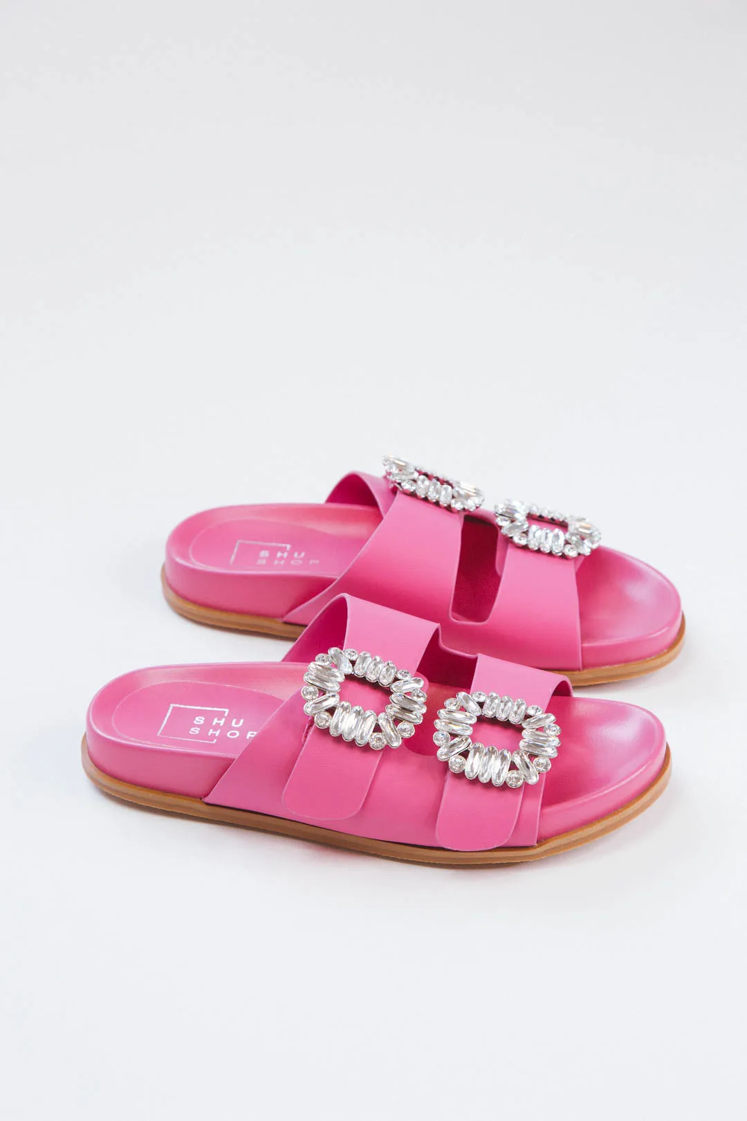 Bridget Slide On Sandals, Bright Pink | Shushop