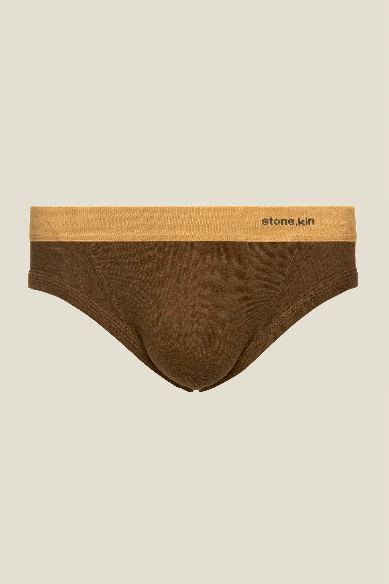 Brief in Organic Cotton Rib - Brown & Camel