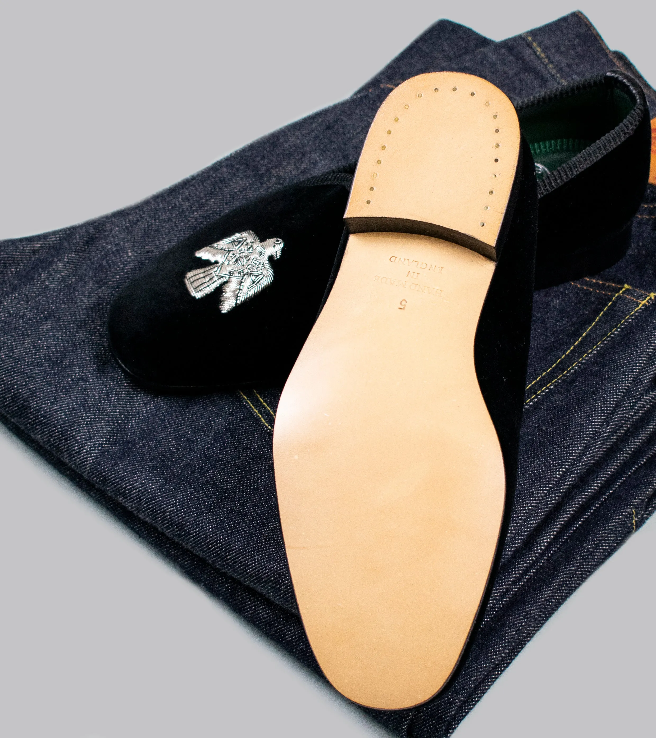 Bryceland's x Bowhill & Elliott Velvet Slippers Black