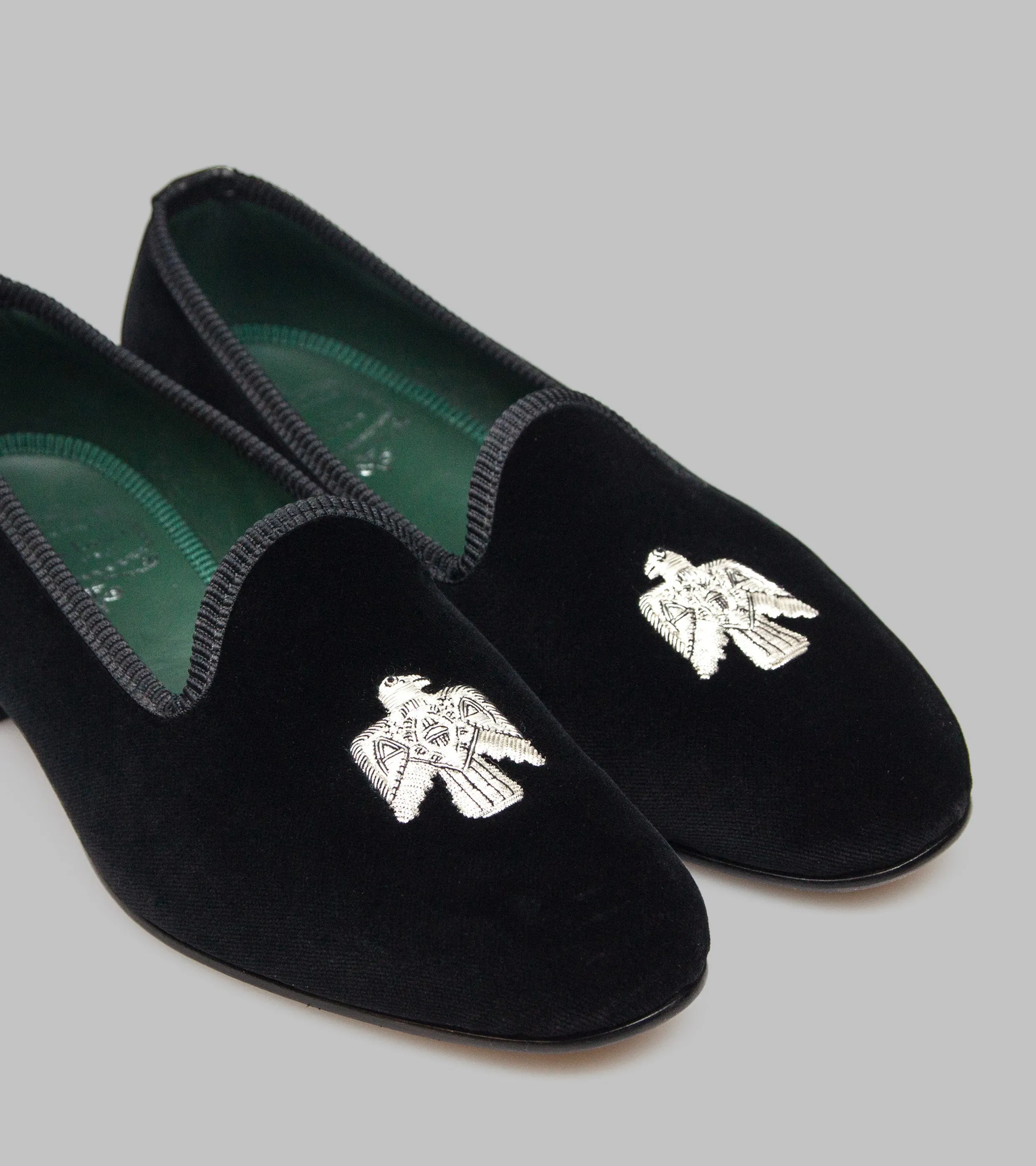 Bryceland's x Bowhill & Elliott Velvet Slippers Black