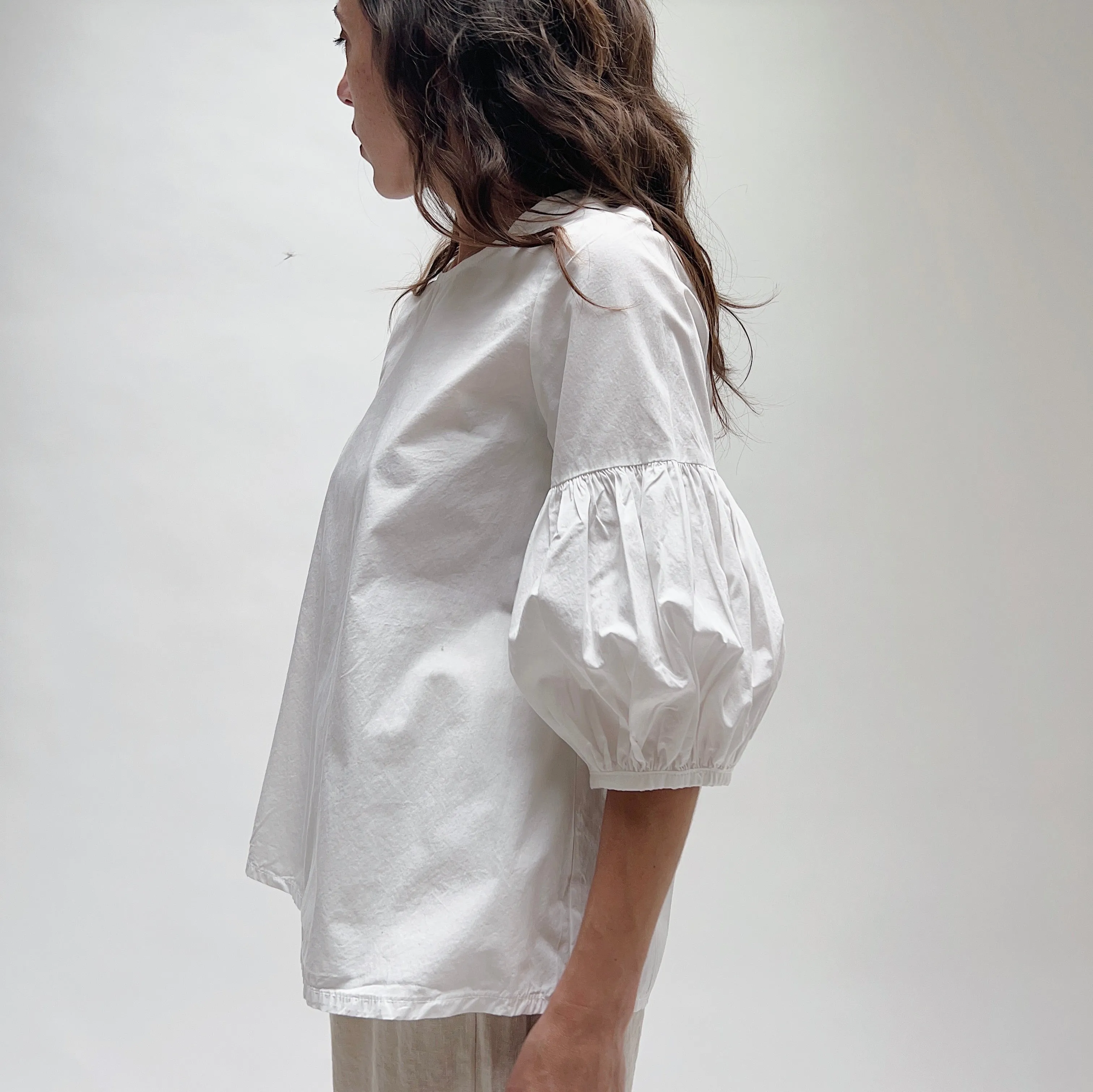 Bryn Walker | Poplin Lantern Shirt in White