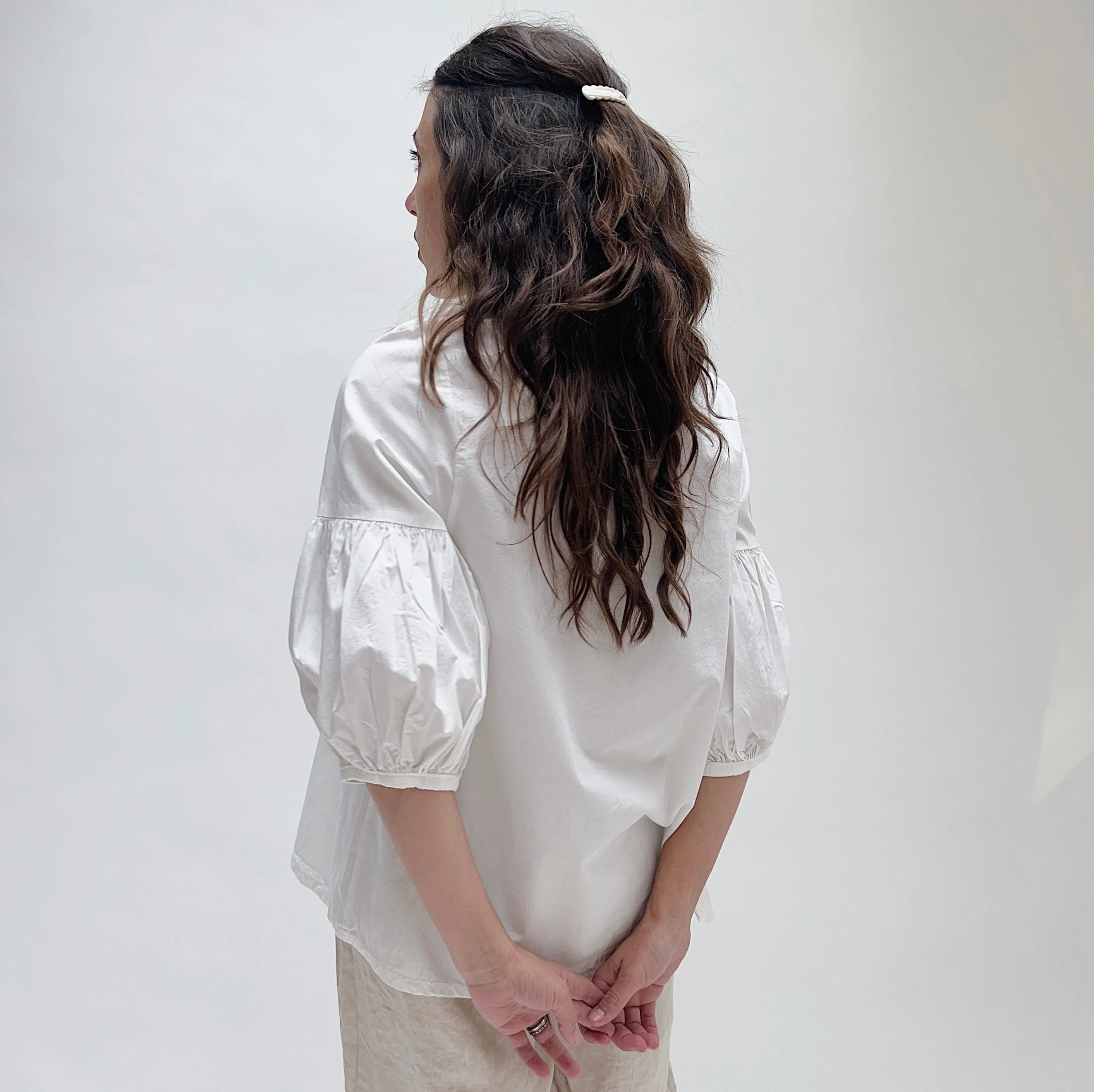 Bryn Walker | Poplin Lantern Shirt in White