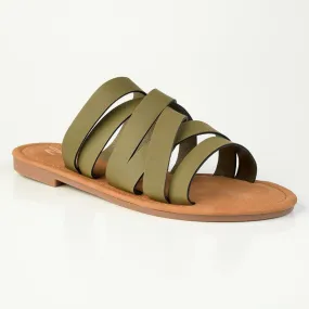 Bucci ladies Flat Push In Sandal - Olive