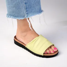 Cabo ladies Flat Push In Sandal - Lime