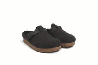 Classic Boiled Wool Clog with Adjustable Belt in Charcoal