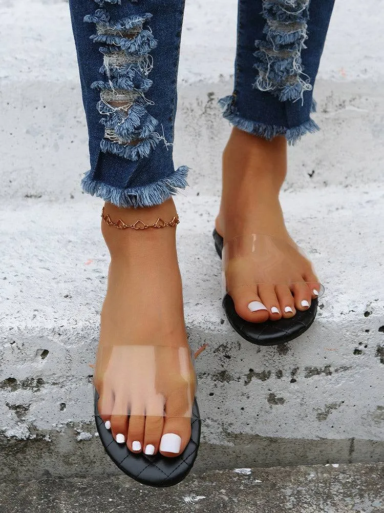 Clear Band Slide Flat Sandals