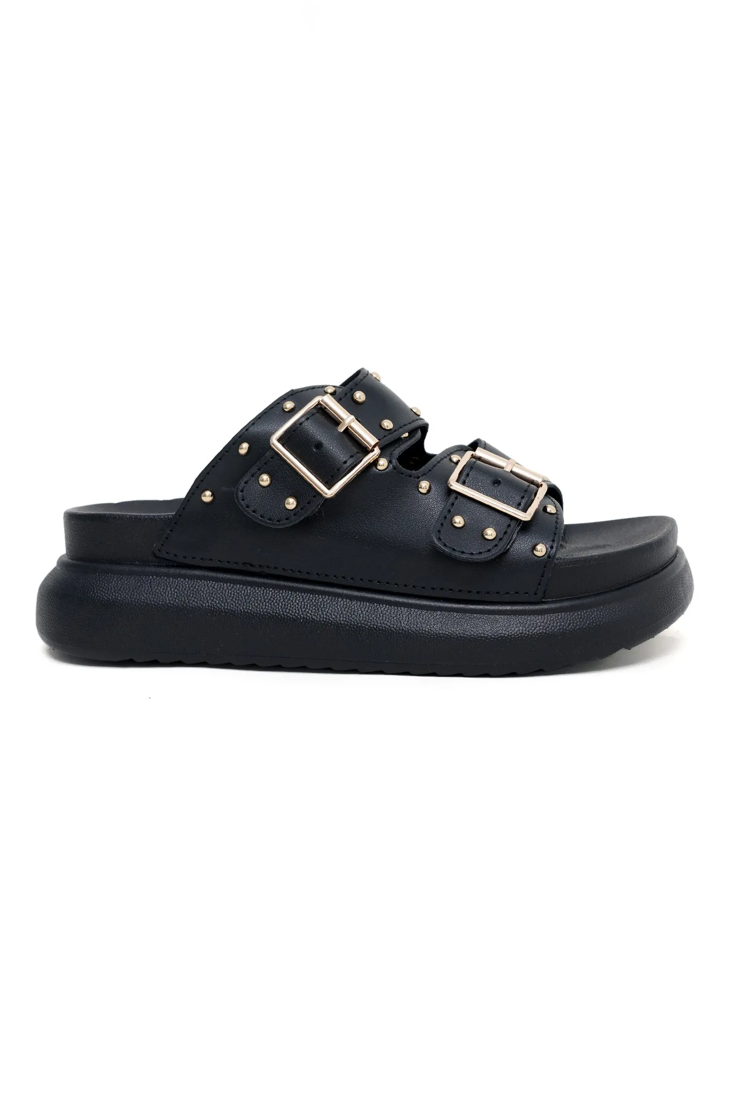 COMFORT STRAP SLIDES-BLACK