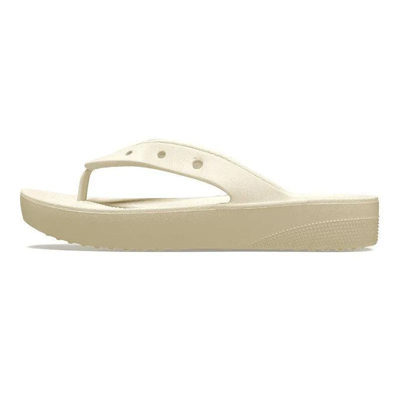 Crocs Classic Thong Slip On Platform Sandal - Bone