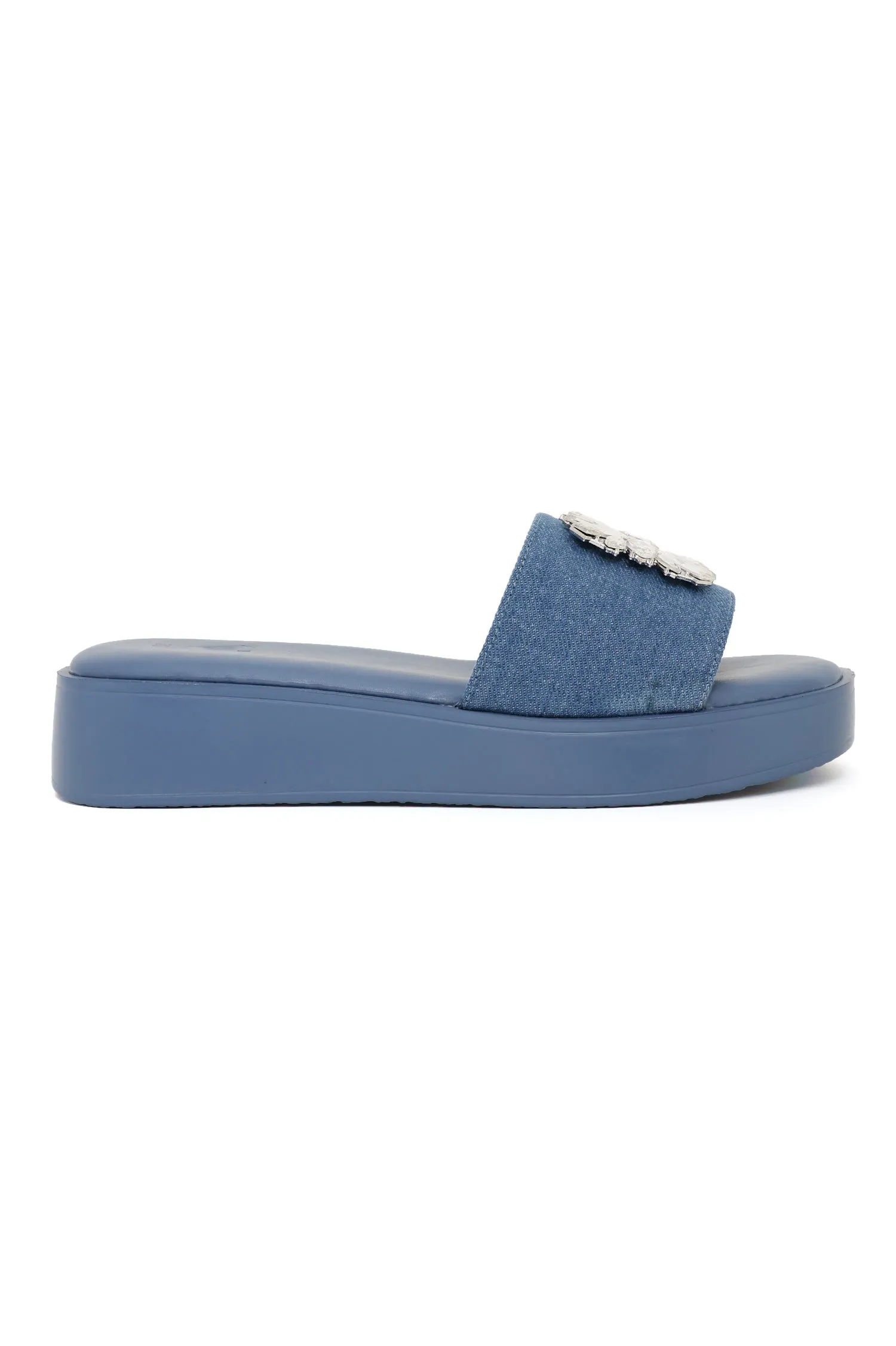 CRYSTAL CHIC SLIDES-BLUE