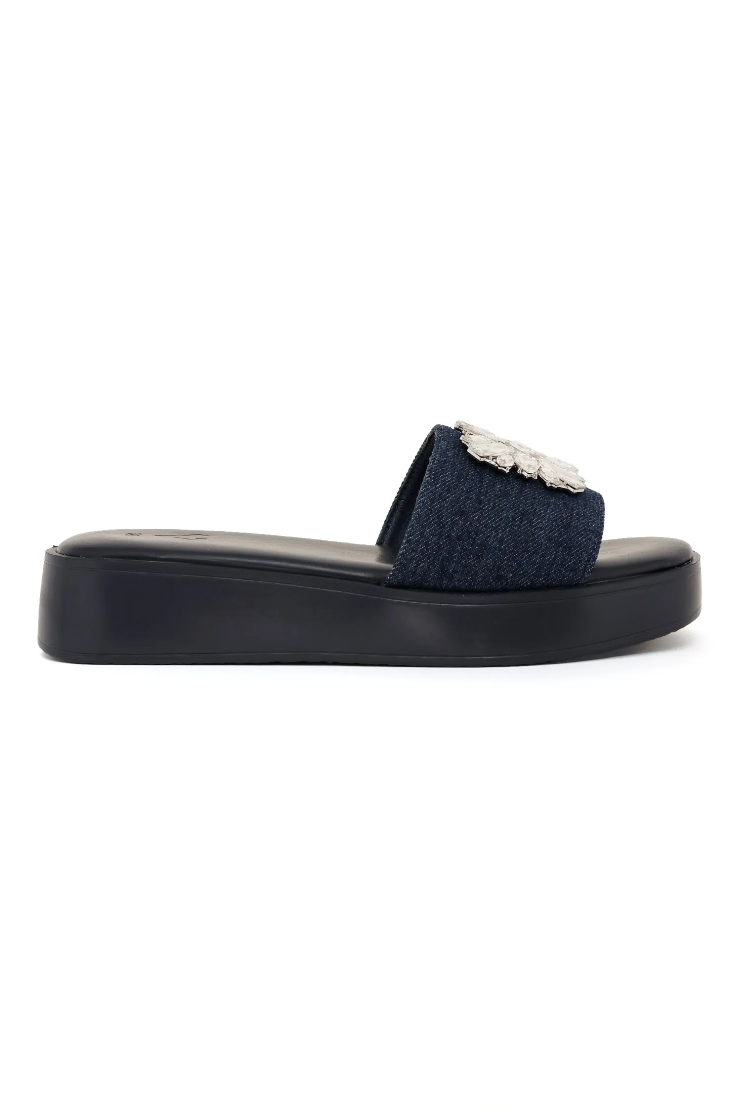 CRYSTAL CHIC SLIDES-NAVY