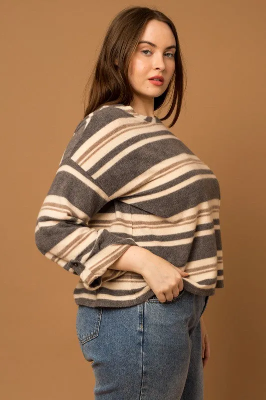 Curvy Brushed Stripe Top