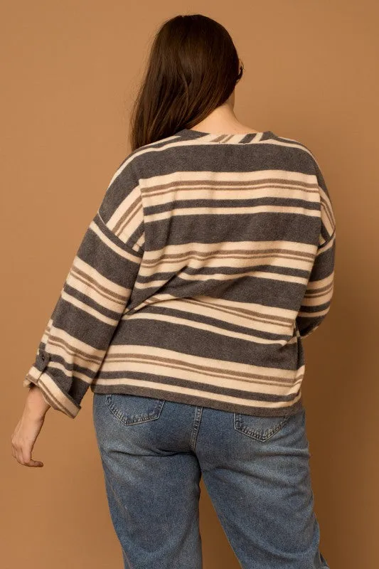 Curvy Brushed Stripe Top