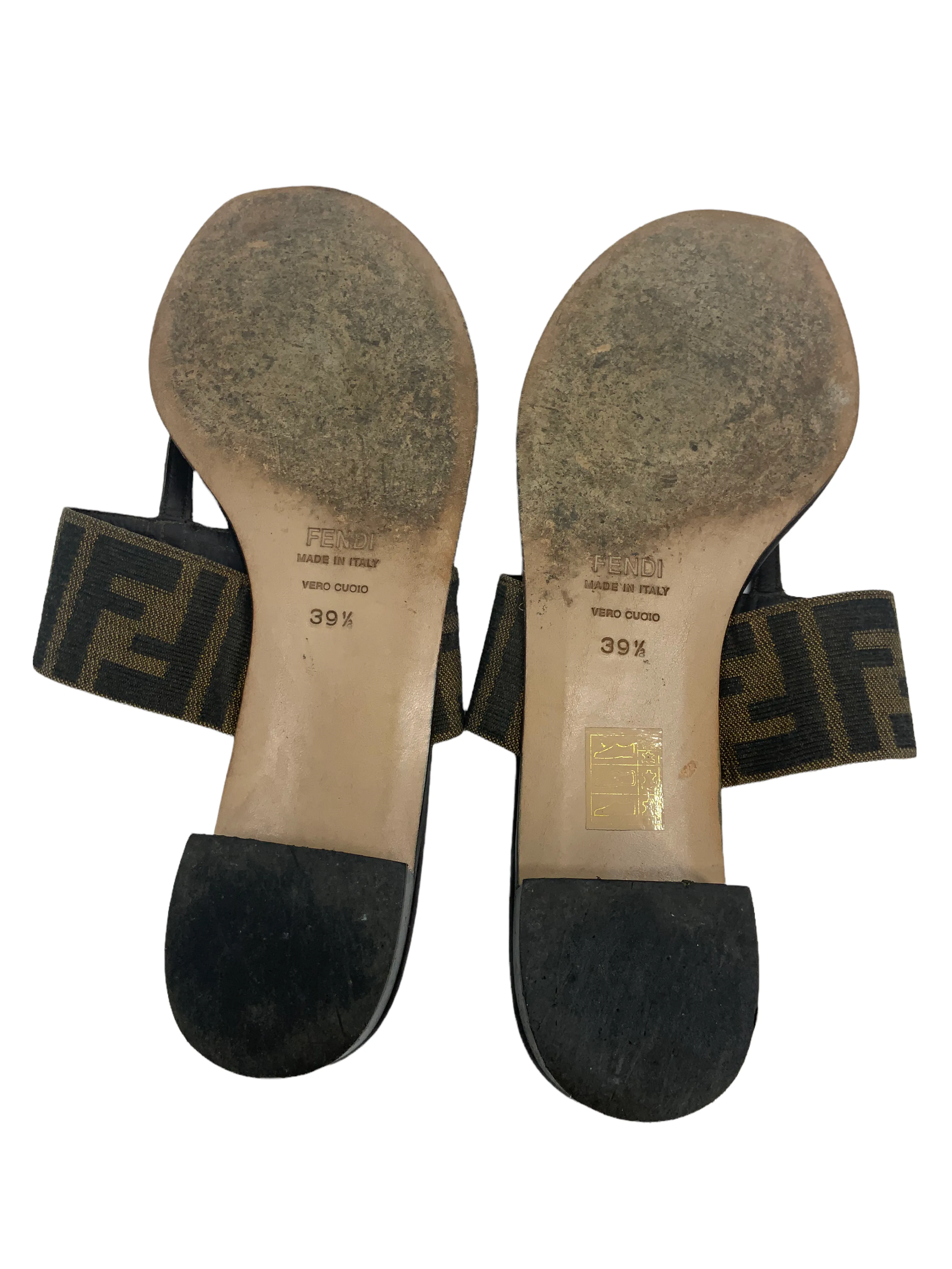 FENDI Zucca Canvas Thong Sandals Size 9.5