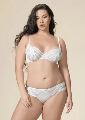 FLORA Plus Underwired Unlined White Demi Lace Bra