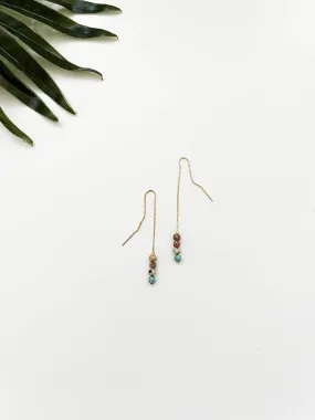 fuzzy peach - confetti threader earrings