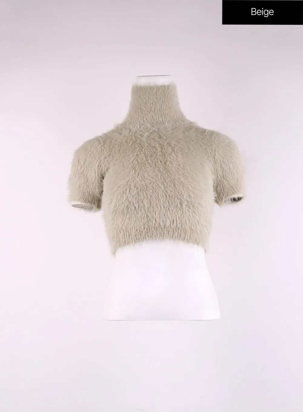 Fuzzy Turtleneck Short Sleeve Sweater CJ429