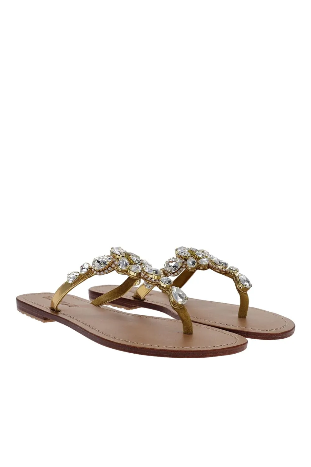 Gold Crystal Embellished Sandals