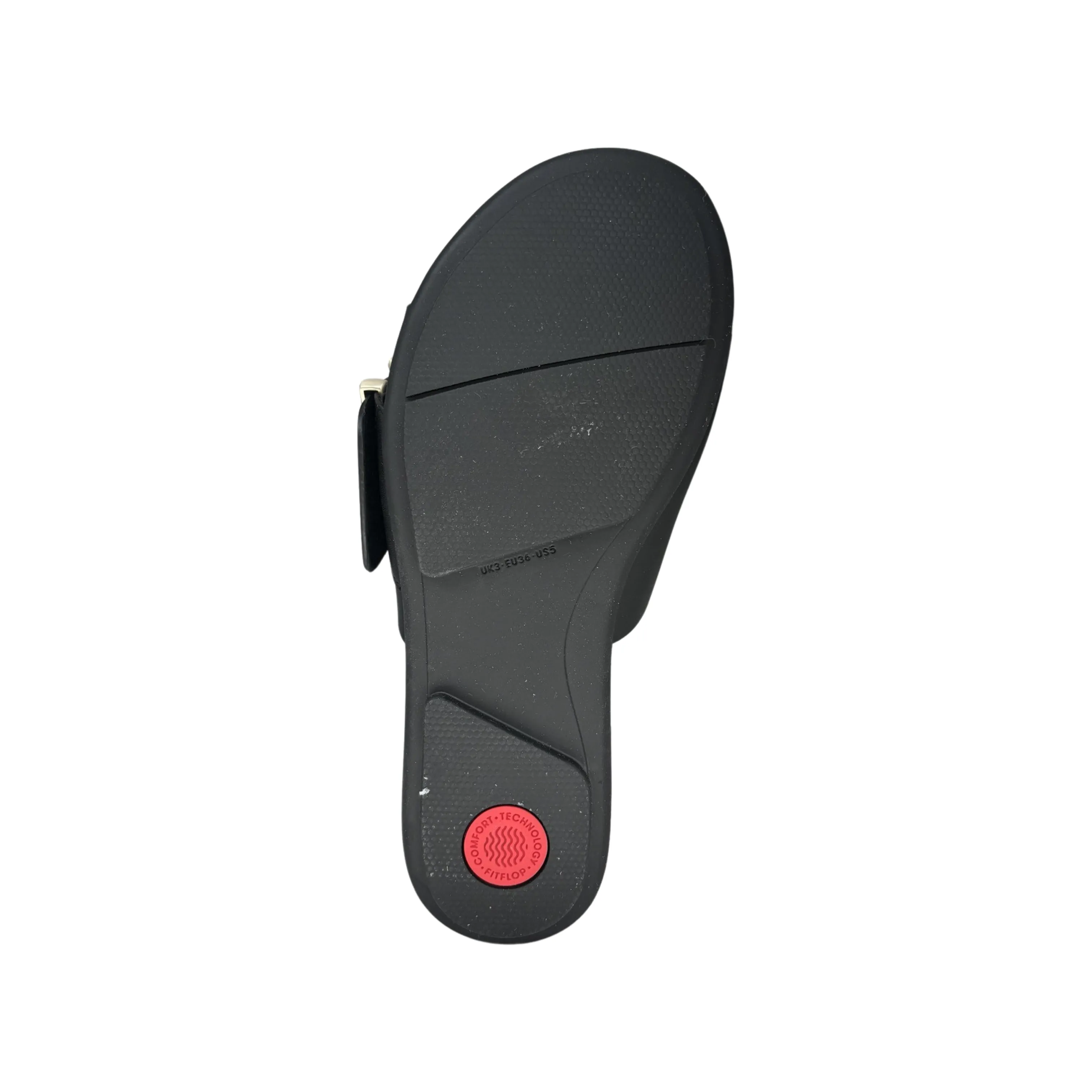 Gracie Buckle Black Leather Slide