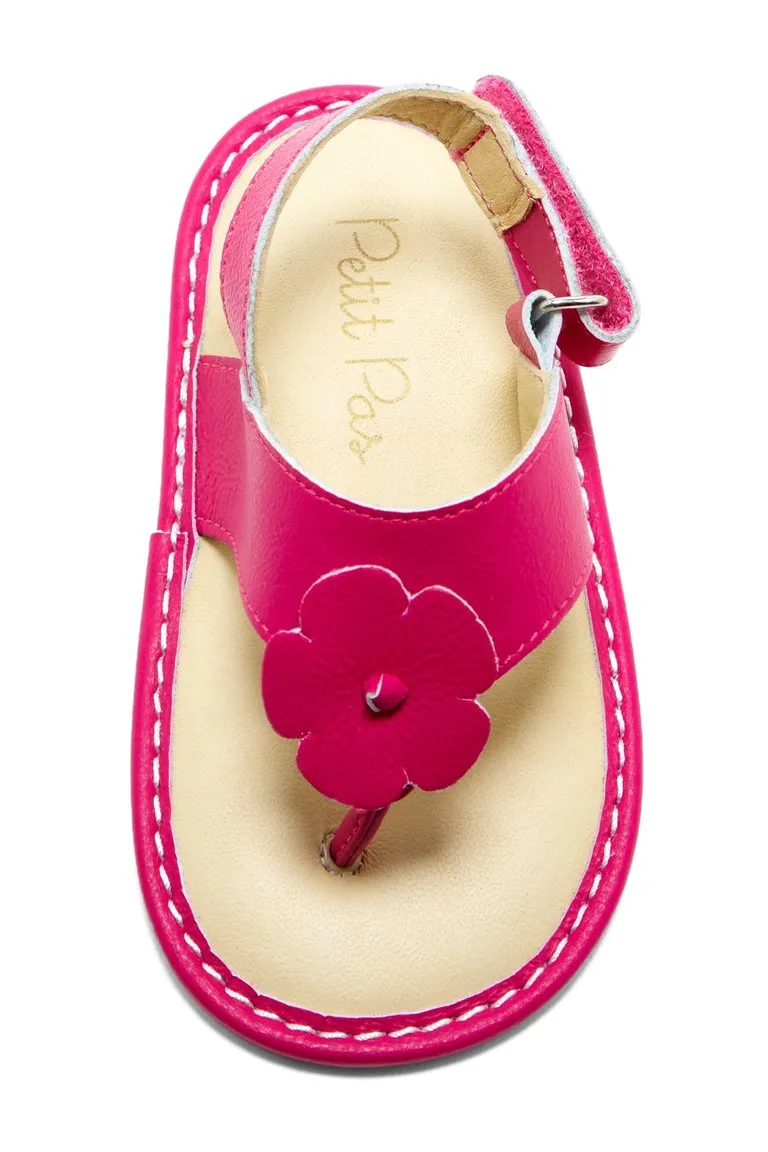 Hot Pink Hibiscus Applique Sandals