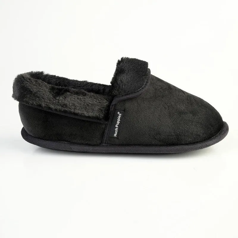 Hush Puppies Fur Top Lua Slippers - Black