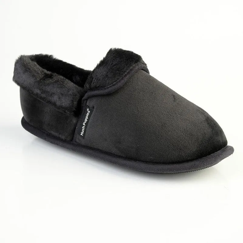 Hush Puppies Fur Top Lua Slippers - Black