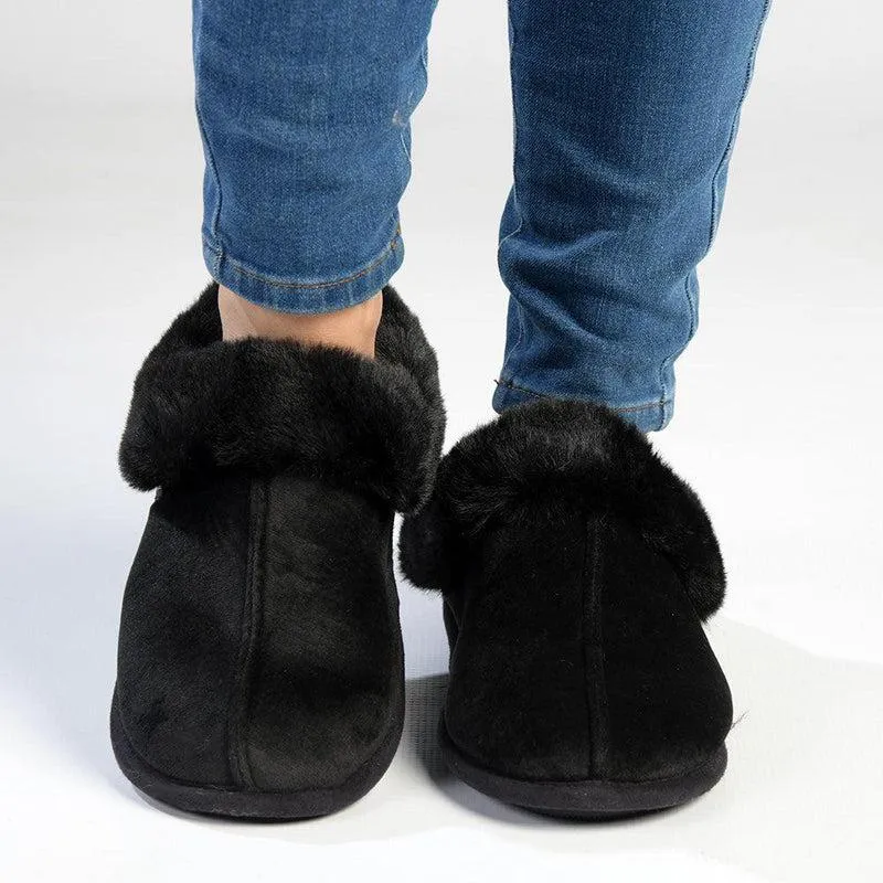 Hush Puppies Fur Top Lua Slippers - Black