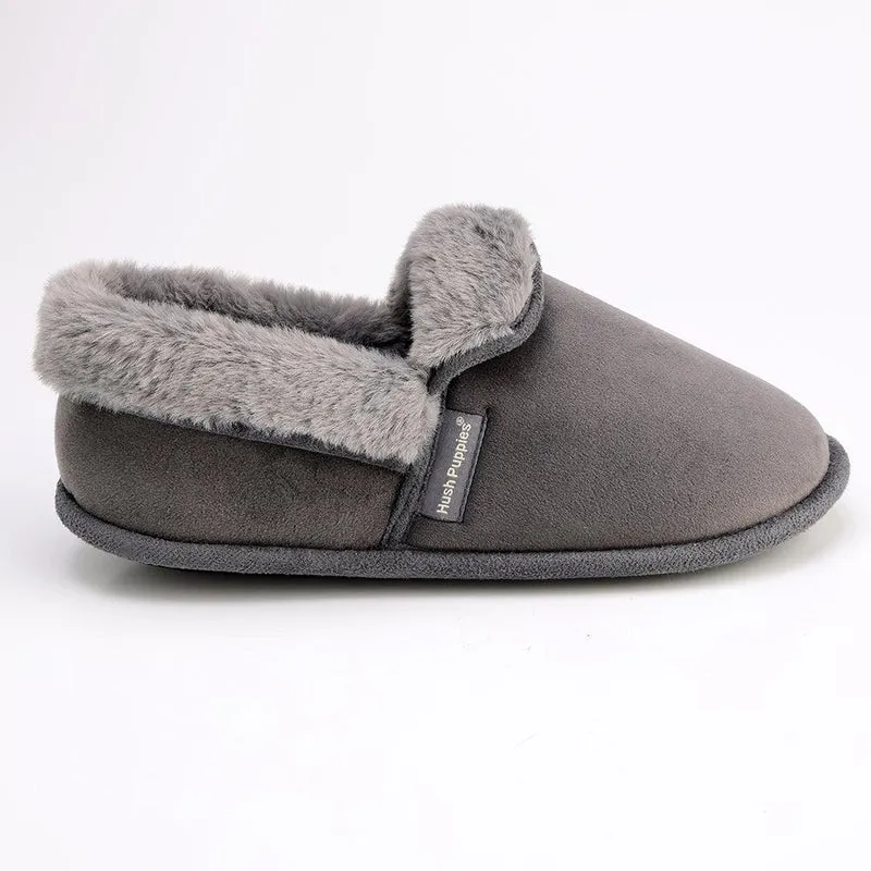 Hush Puppies Fur Top Lua Slippers - Grey