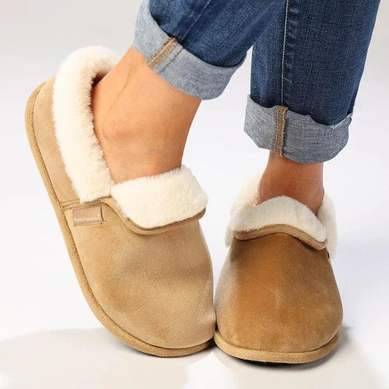 Hush Puppies Fur Top Lua Slippers - Tan