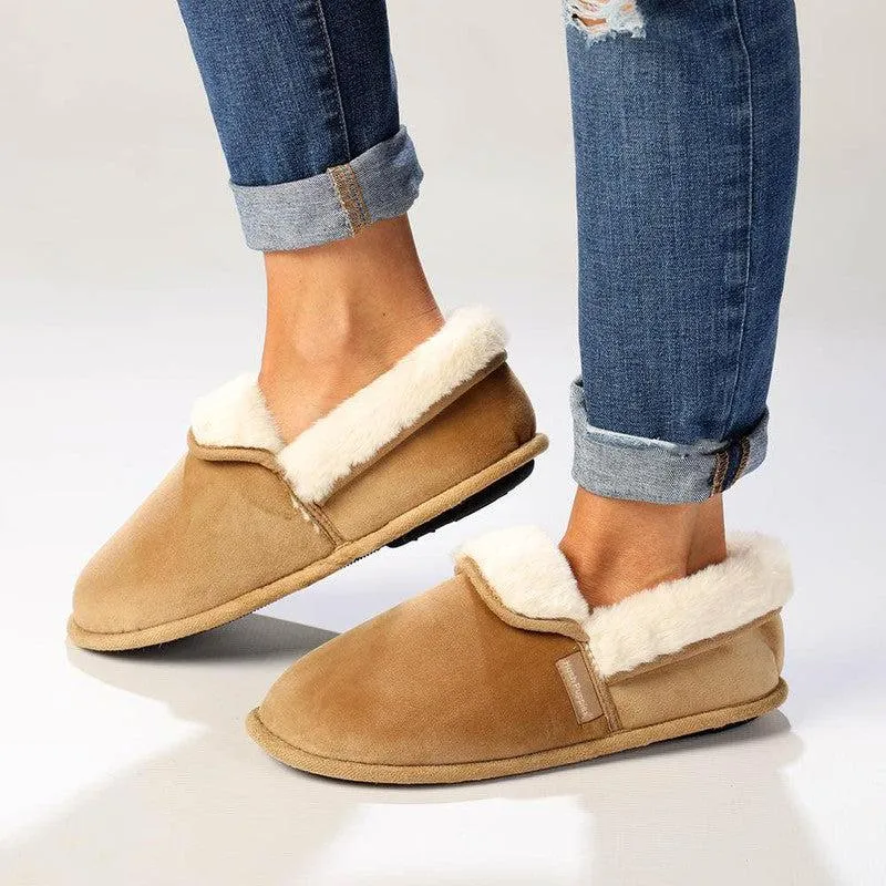 Hush Puppies Fur Top Lua Slippers - Tan