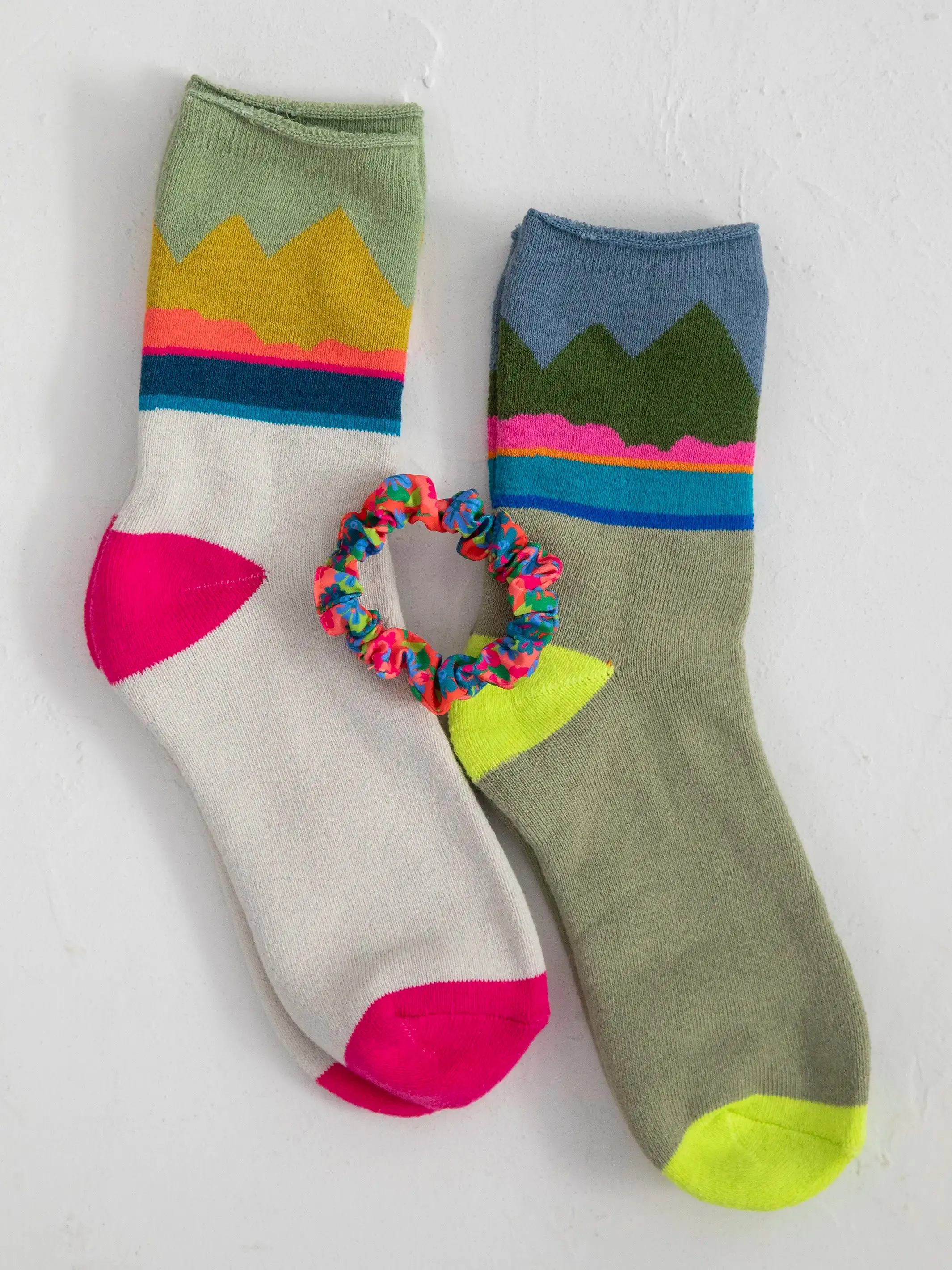 Icon Roll Top Socks, Set of 2 - Mountains