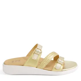 Gold Multi Leather Weave Sandals - IEANNY W