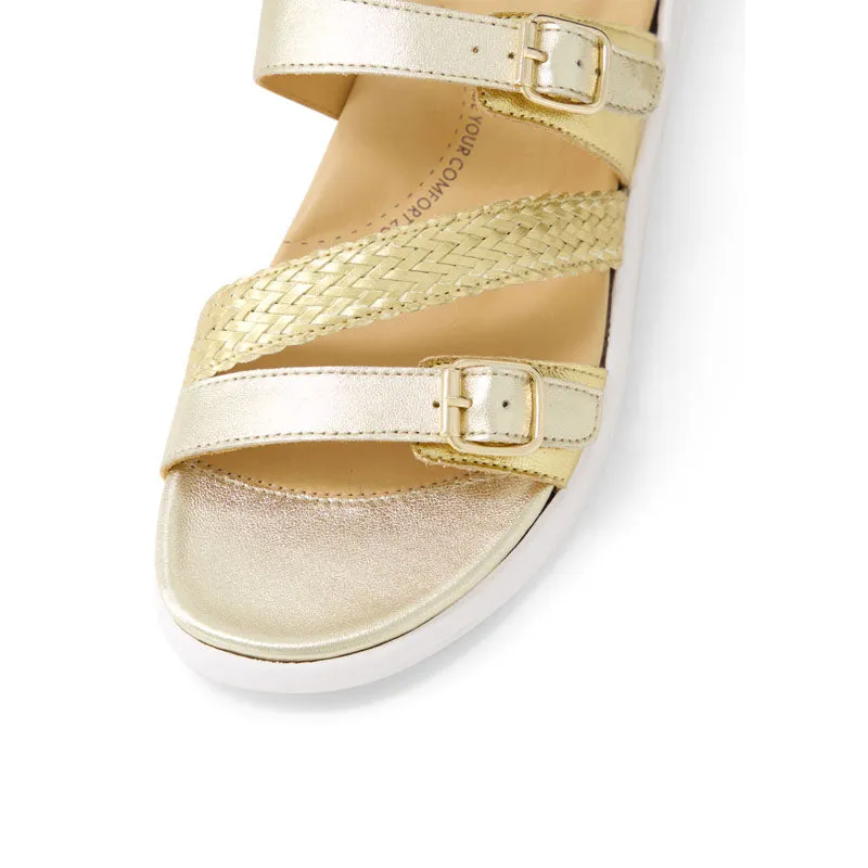 Gold Multi Leather Weave Sandals - IEANNY W