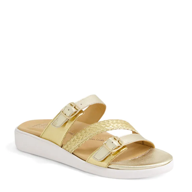 Gold Multi Leather Weave Sandals - IEANNY W