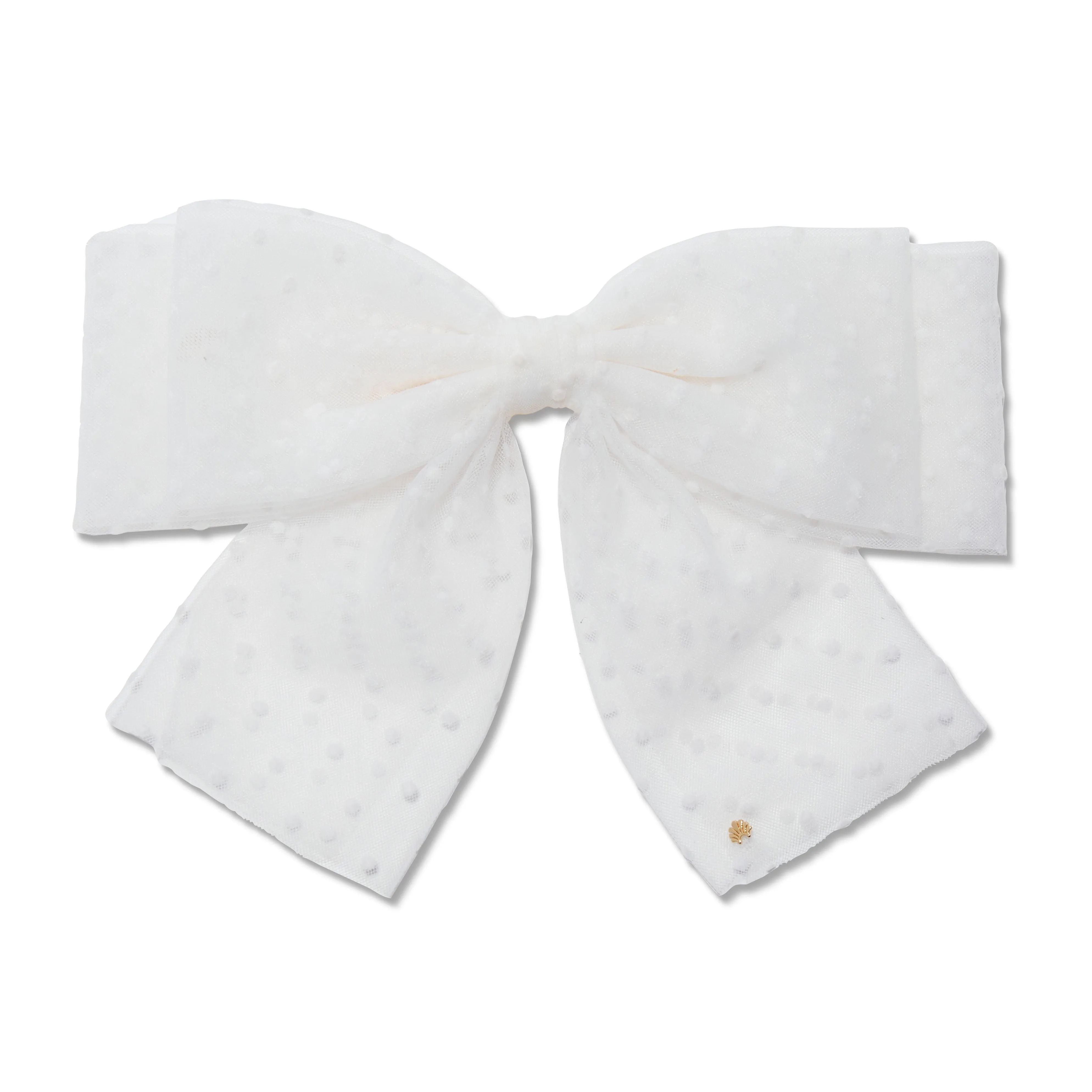 IVORY SWISS DOT SHEER BOW BARRETTE