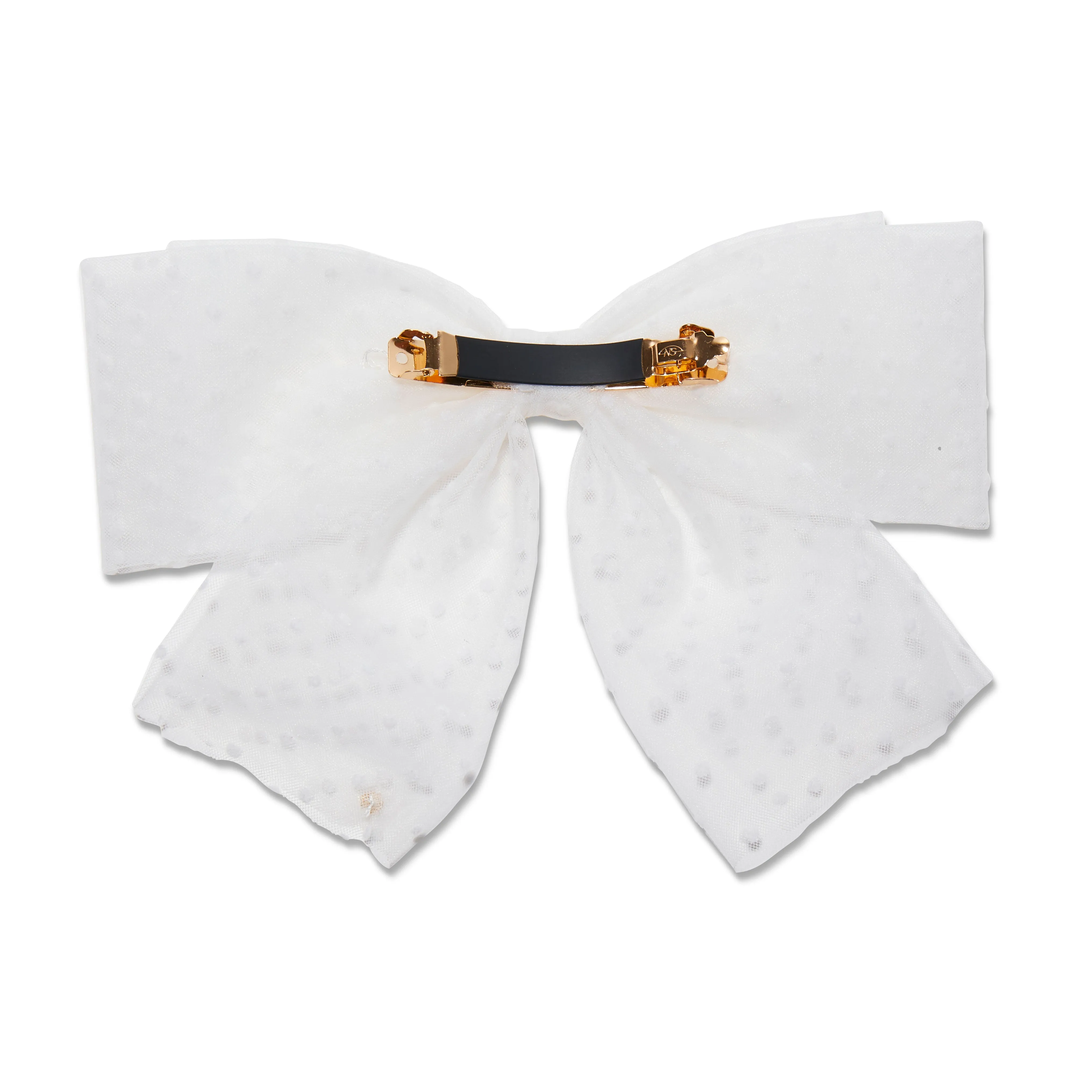 IVORY SWISS DOT SHEER BOW BARRETTE