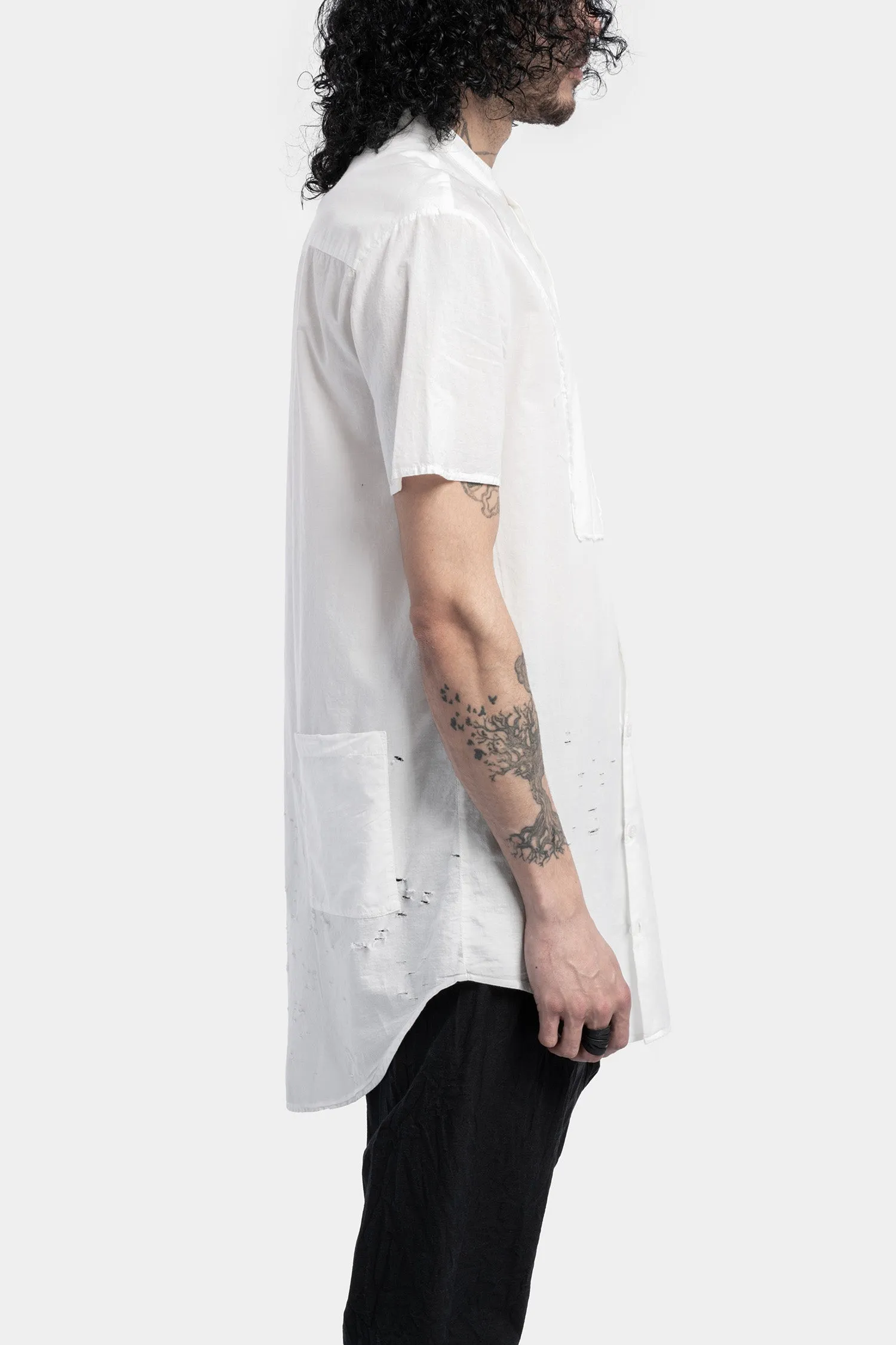 Korean collar cotton short sleeve shirt