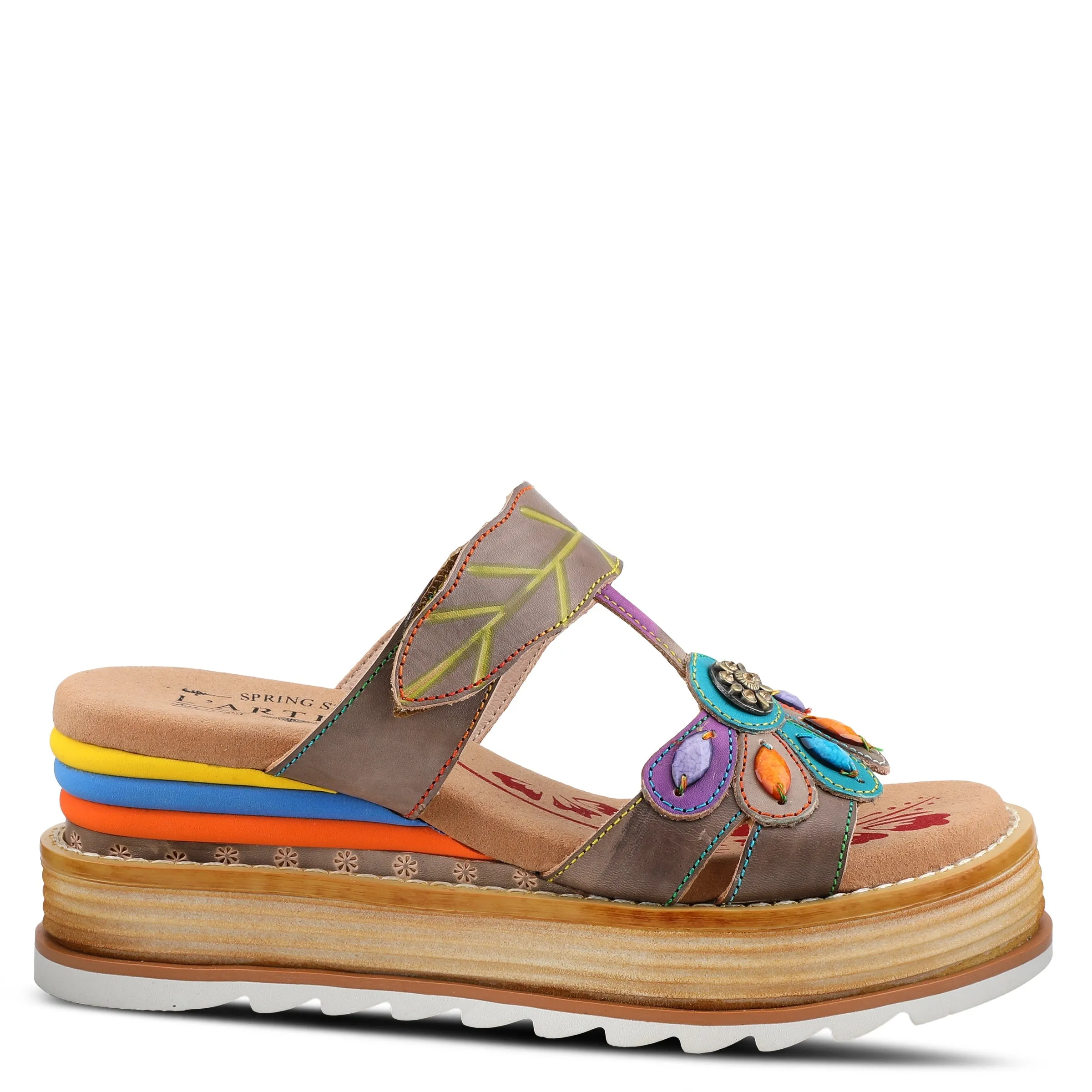 L'ARTISTE PEACOCK SLIDE SANDALS