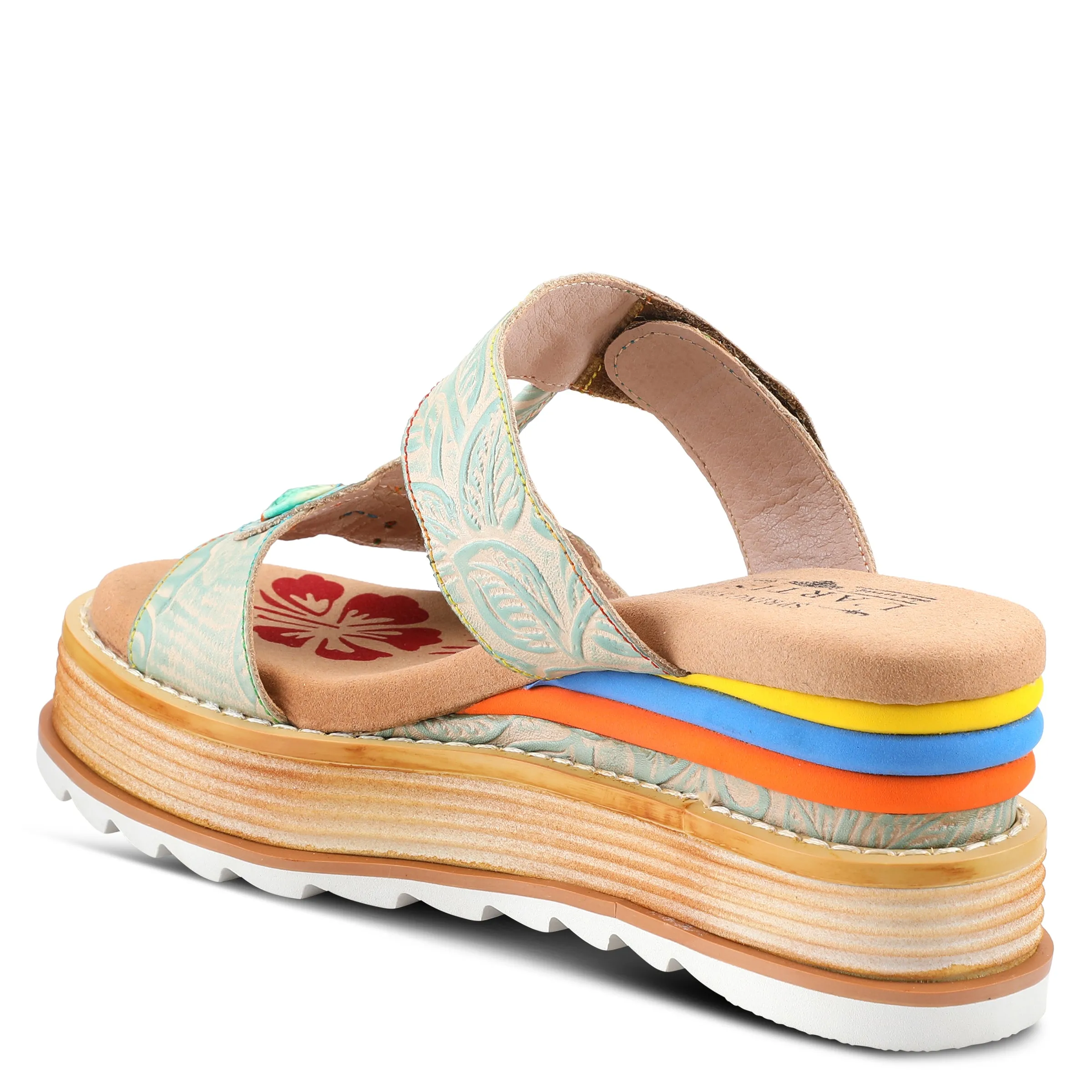 L'ARTISTE PEACOCK SLIDE SANDALS