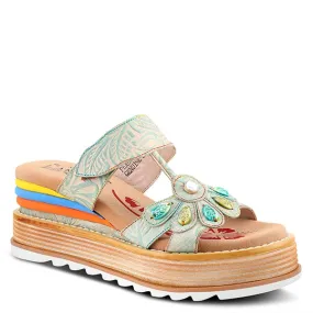 L'ARTISTE PEACOCK SLIDE SANDALS